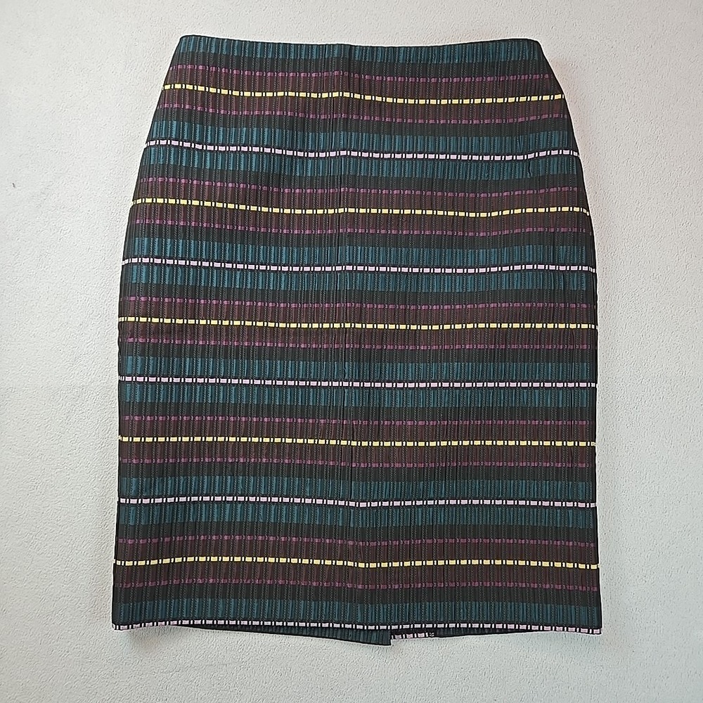 Ann Taylor Factory Size 2 Pencil Skirt Womens Multi Color Striped Professional